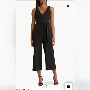 Sam Edelman Tie Waist Crop Wide Leg Jumpsuit. Black Size 8